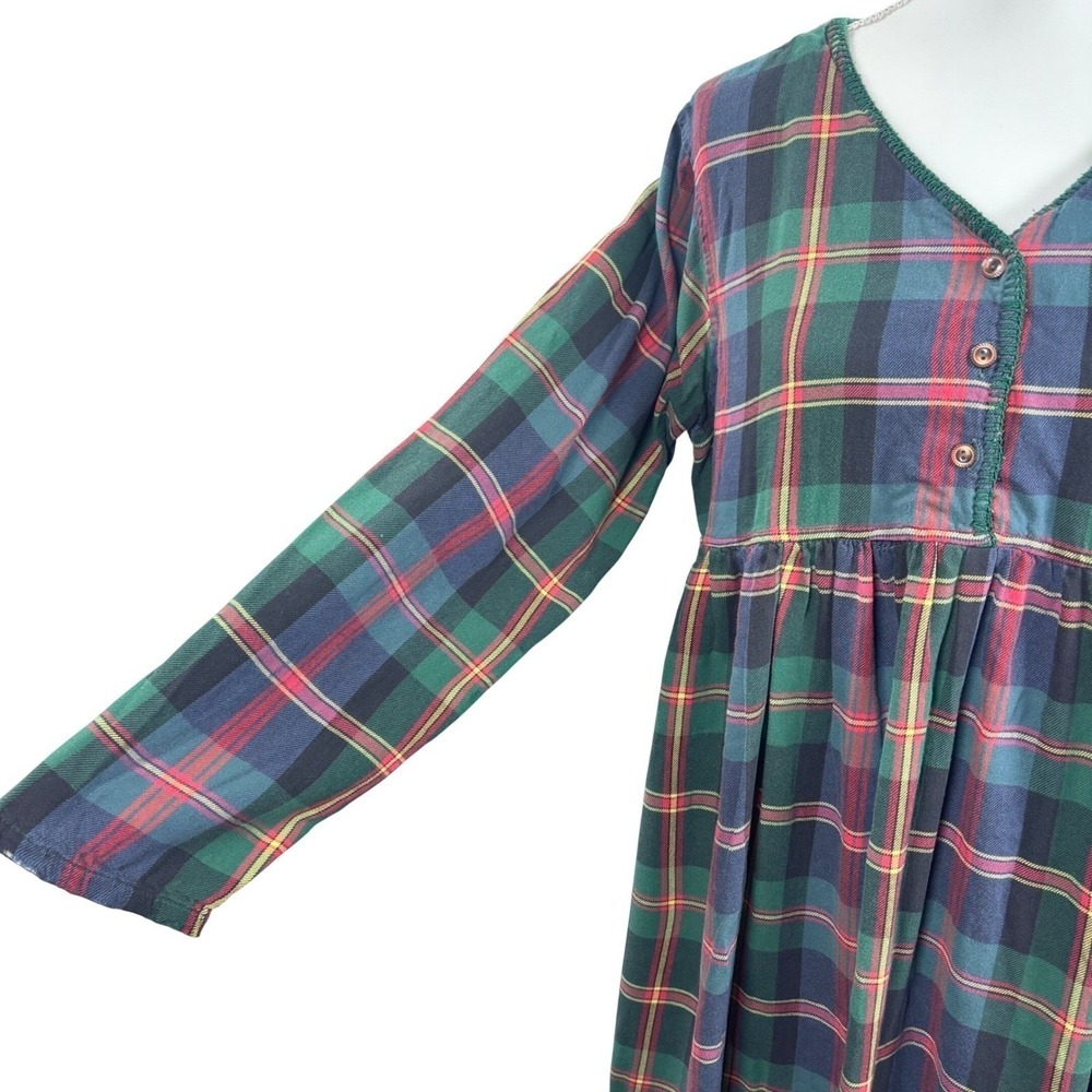 VTG 80s Victoria's Secret Country Nightgown Robe Set Tartan Plaid Flannel S - Picture 5 of 8
